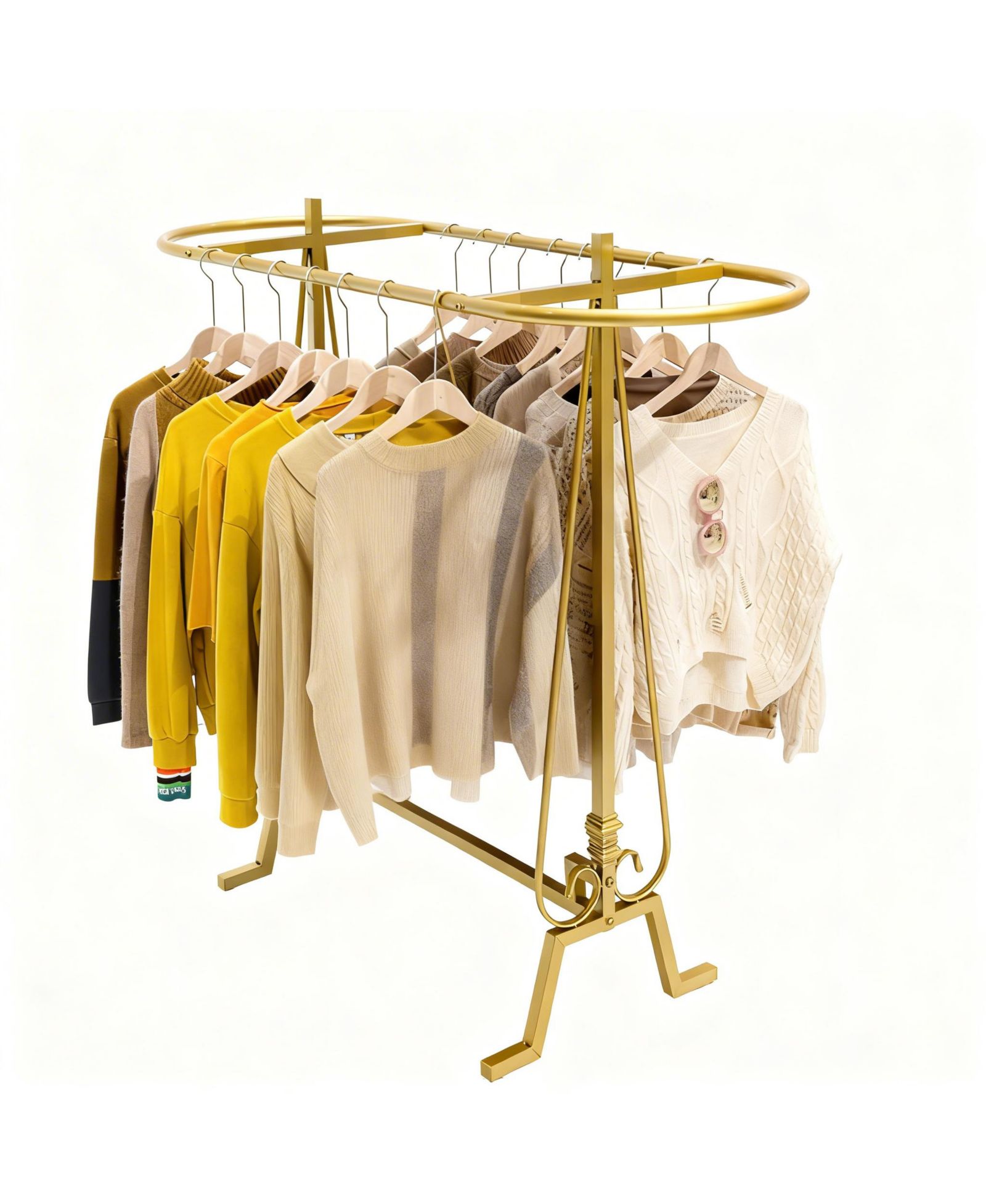 YIGII Commercial Standing Iron Clothes Hanger with Shelf