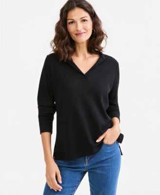 Style & Co Women's Long-Sleeve V-Neck Waffle Hoodie, Macy's Exclusive
