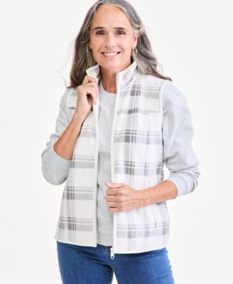 Жилет Style & Co Petite Fleece Plaid Mock Neck Zip-Front