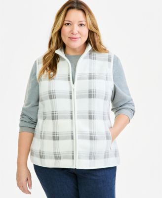 Style & Co Plus Size Plaid Zip-Front Polar Fleece Vest, Macy's Exclusive