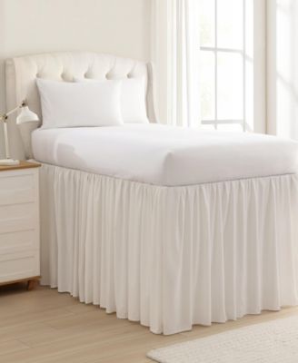 Laura Ashley Solid Washed Microfiber Bed Skirt, Twin XL