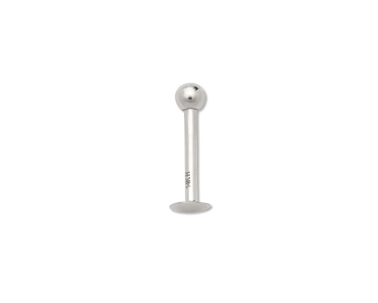 Серьга-гвоздик Curata Jewelry 14k Yellow or White Gold 16G 3mm Ball Labret Tragus Ear Lip Ring Stud