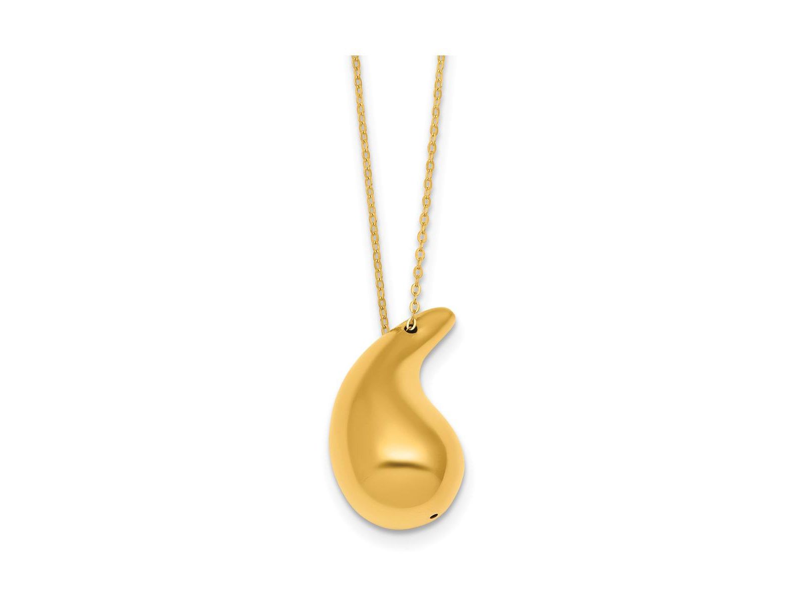 Ожерелье Curata Jewelry 18k Italian Abstract Polished Puffed Teardrop 18"