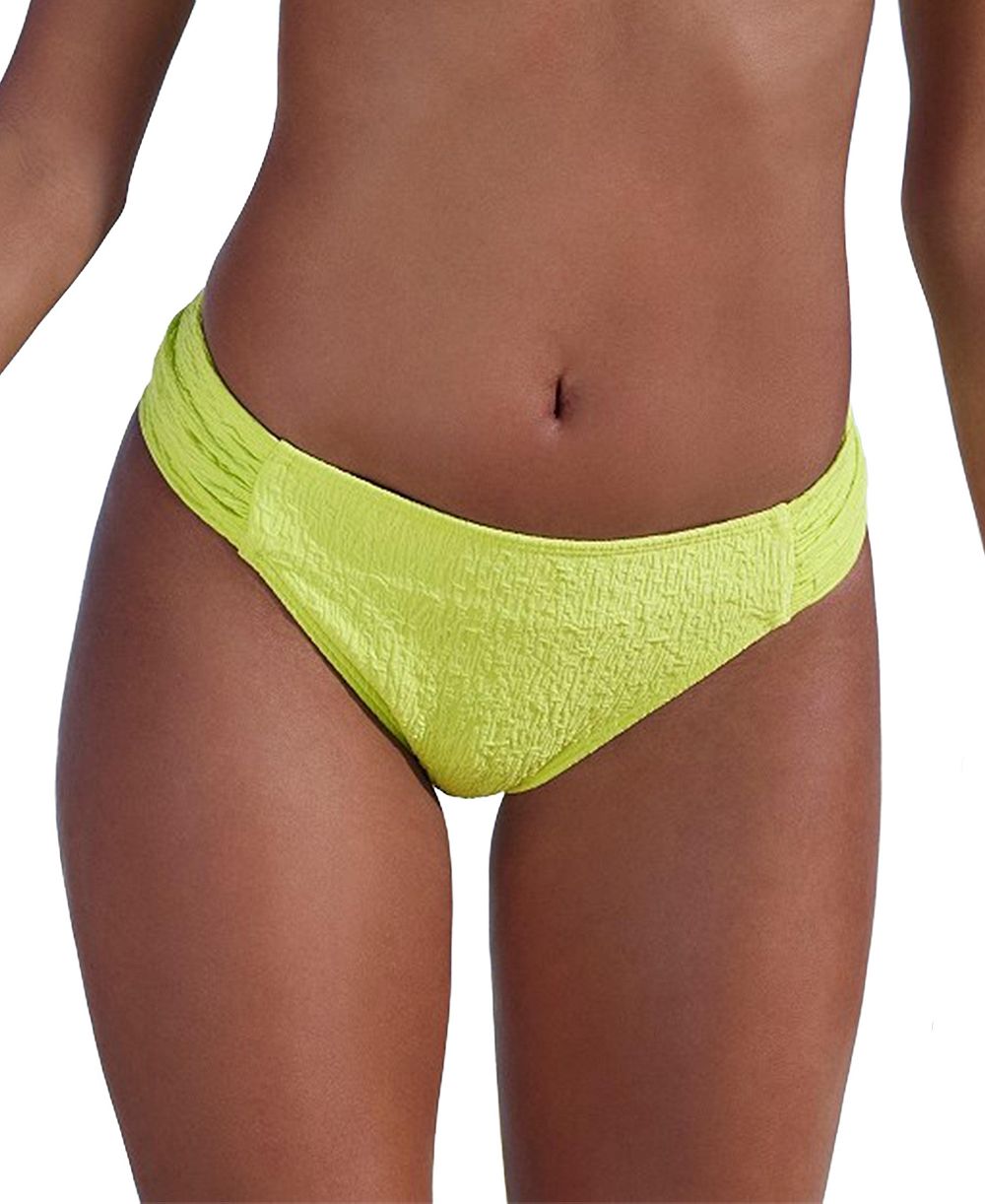 LASCANA Women's Textured Bikini Style Mid-Rise Moderate-Coverage Swim Bottom