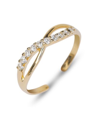 Кольцо для пальца на ногу Curata Jewelry из золота 10K с регулируемым размером и фианитом, бесконечность