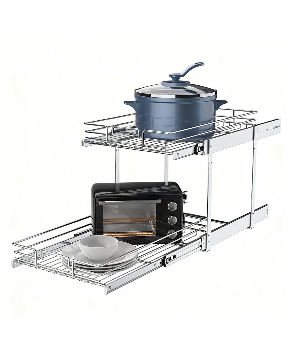 Органайзер YIGII 2-Tier Metal Pullout Cabinet, Chrome