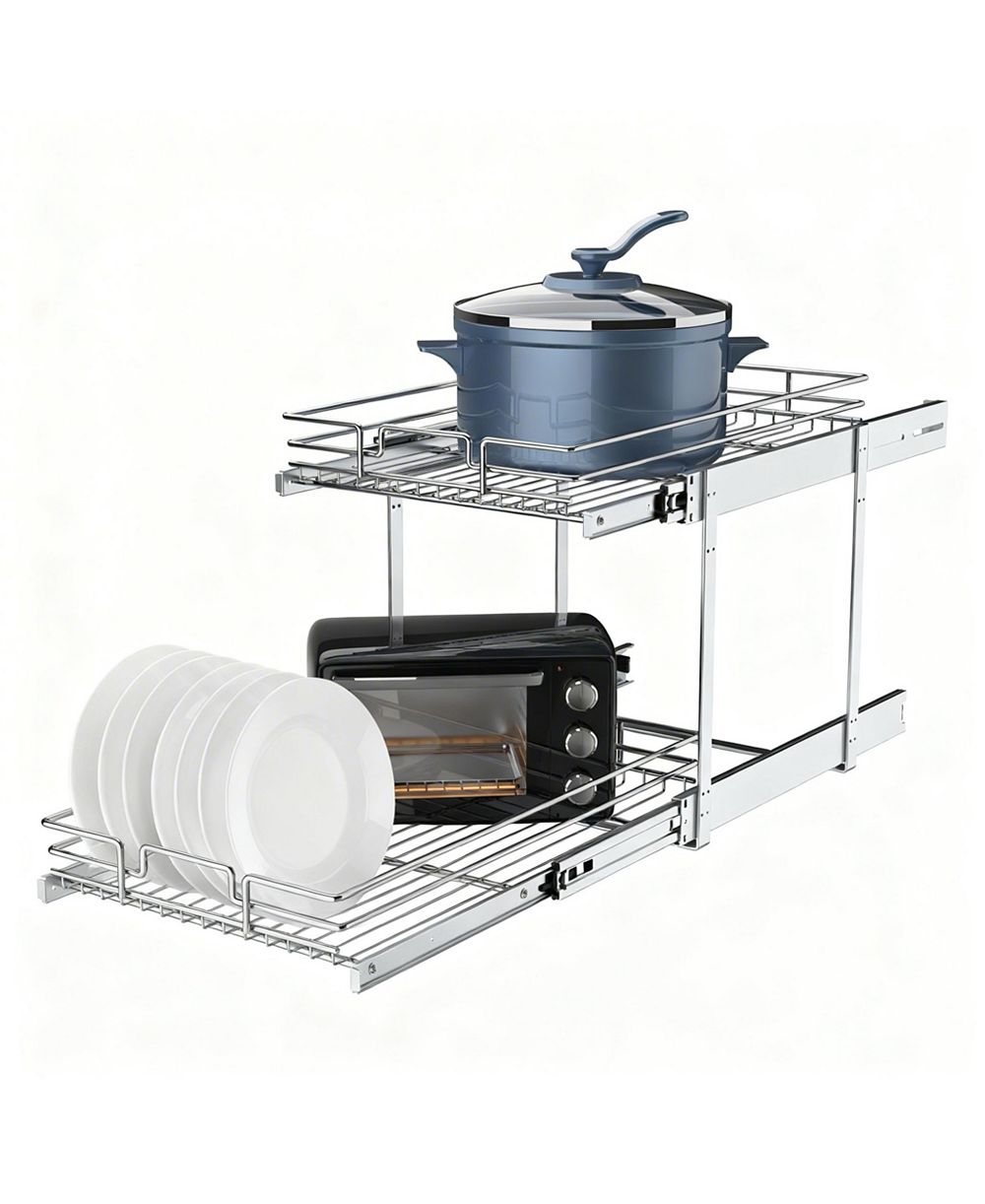 Органайзер YIGII 2-Tier Metal Pullout Cabinet, Chrome