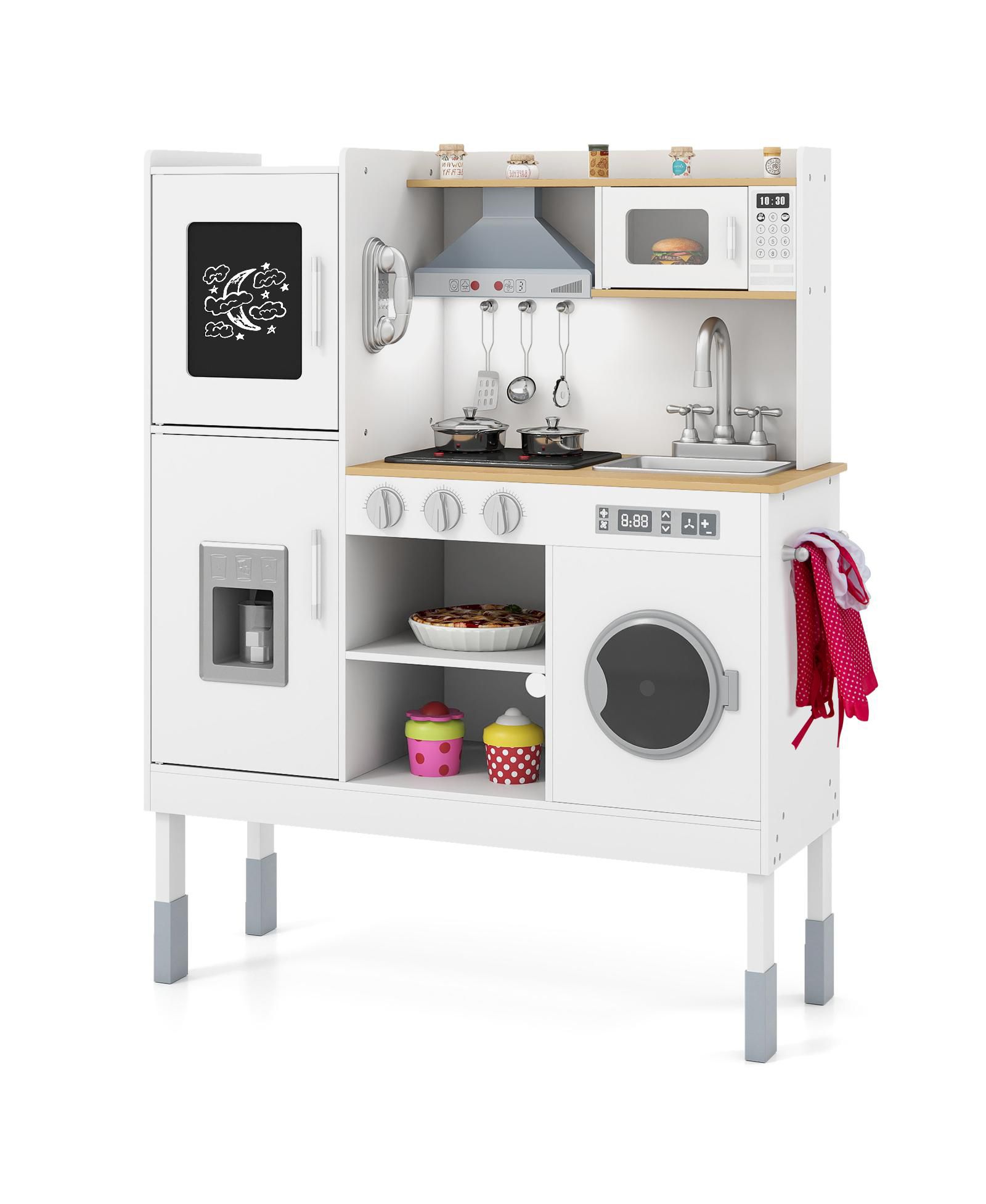 Slickblue Kids' Kitchen Playset with Range Hood, Ice Maker & Telephone, Ages 3+