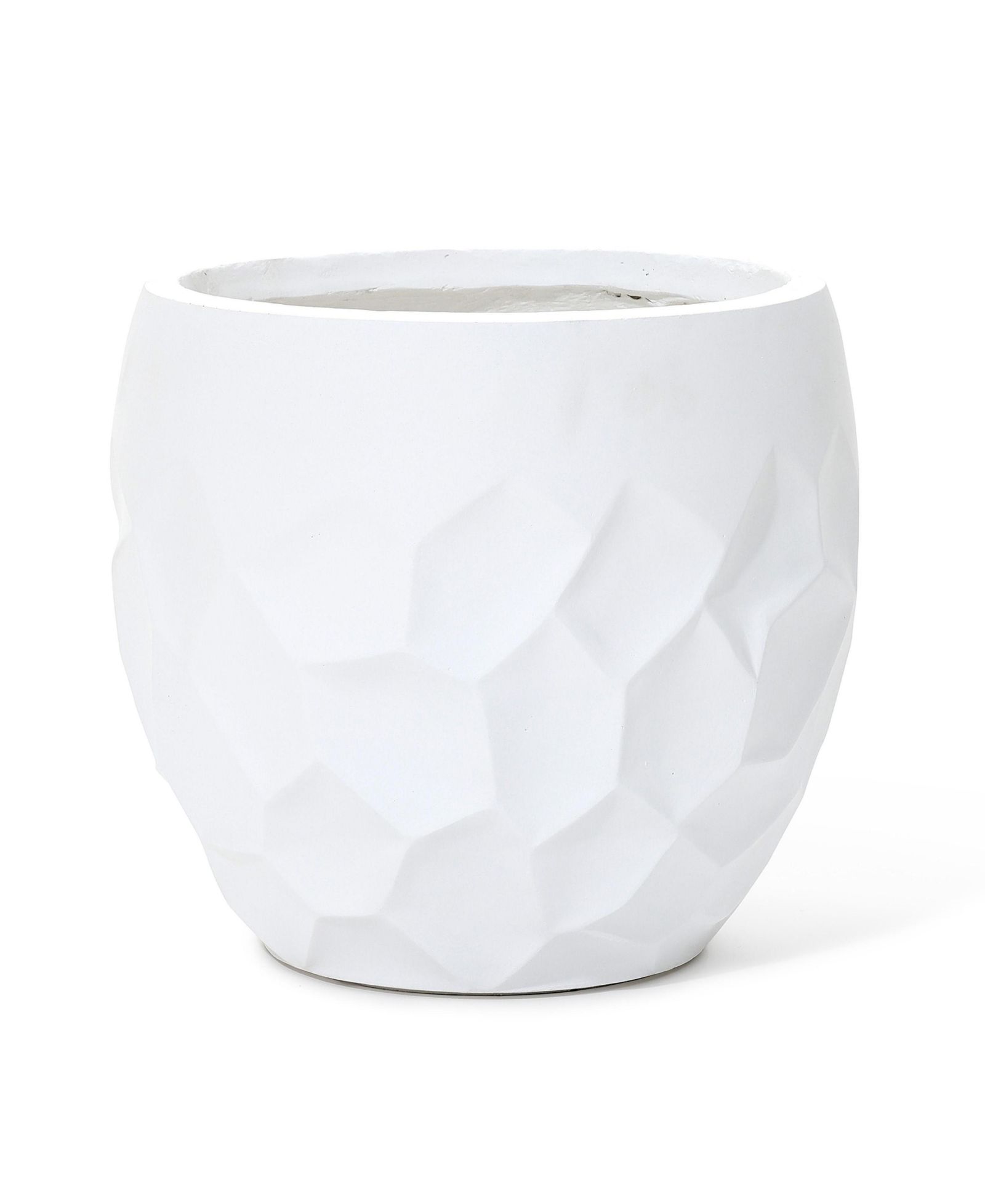 LuxenHome 14.6-Inch Round White Geometric MgO Planter