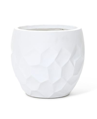 Круглый геометрический цветочный горшок LuxenHome 14.6-Inch, белый, MgO