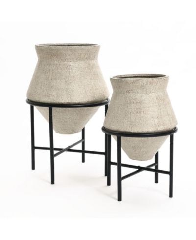 Набор из 2 кашпо LuxenHome Beige Cachepot с подставками