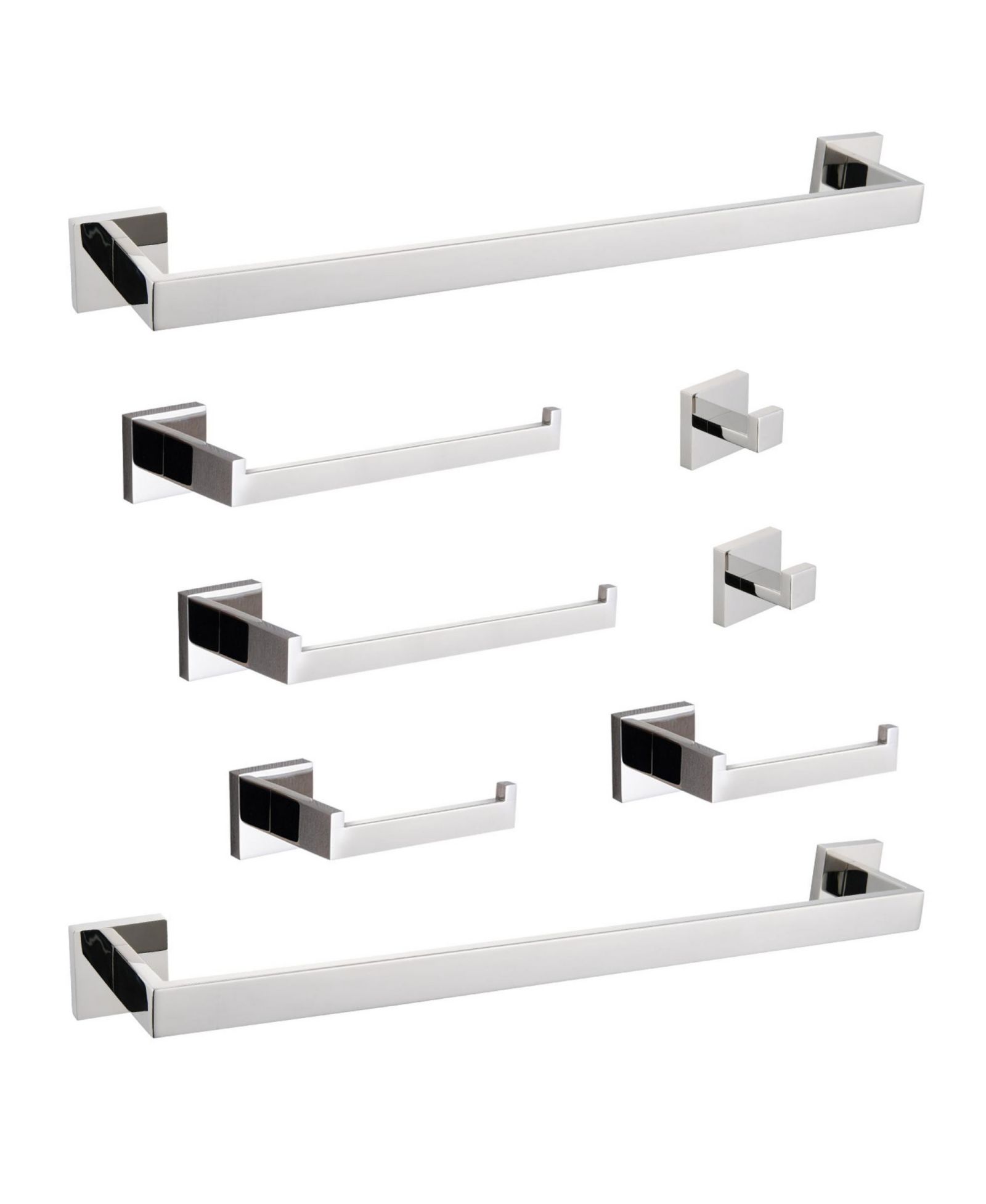RAINSKEN 8 - Piece Bathroom Hardware Set, Stainless Steel Bath Towel Holder, Square Wall Mounted Towel Rack, Chrome Towel Bar for Bathroom
