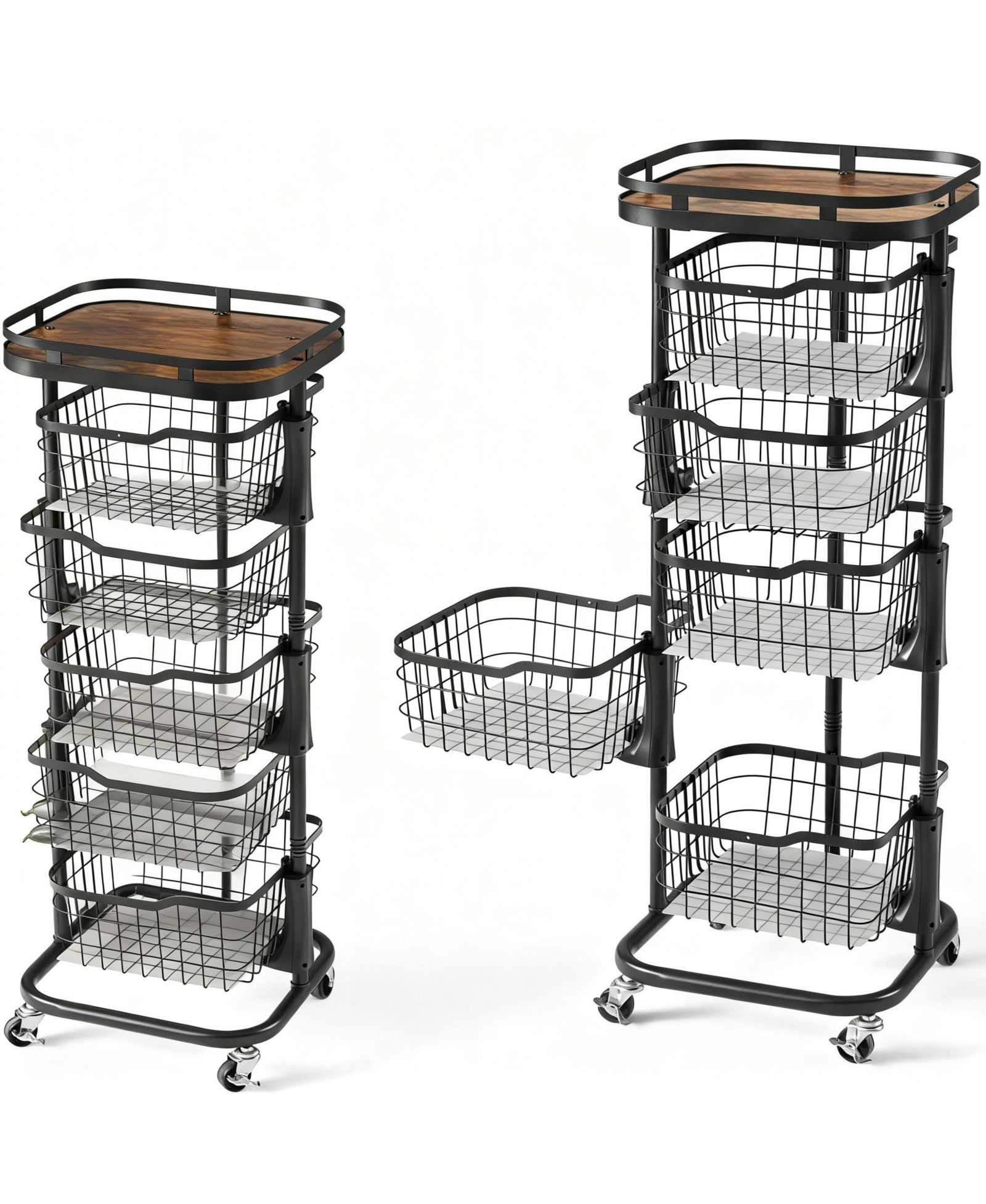 YIGII 5-Tier Rotating Storage Cart for Kitchen & Pantry