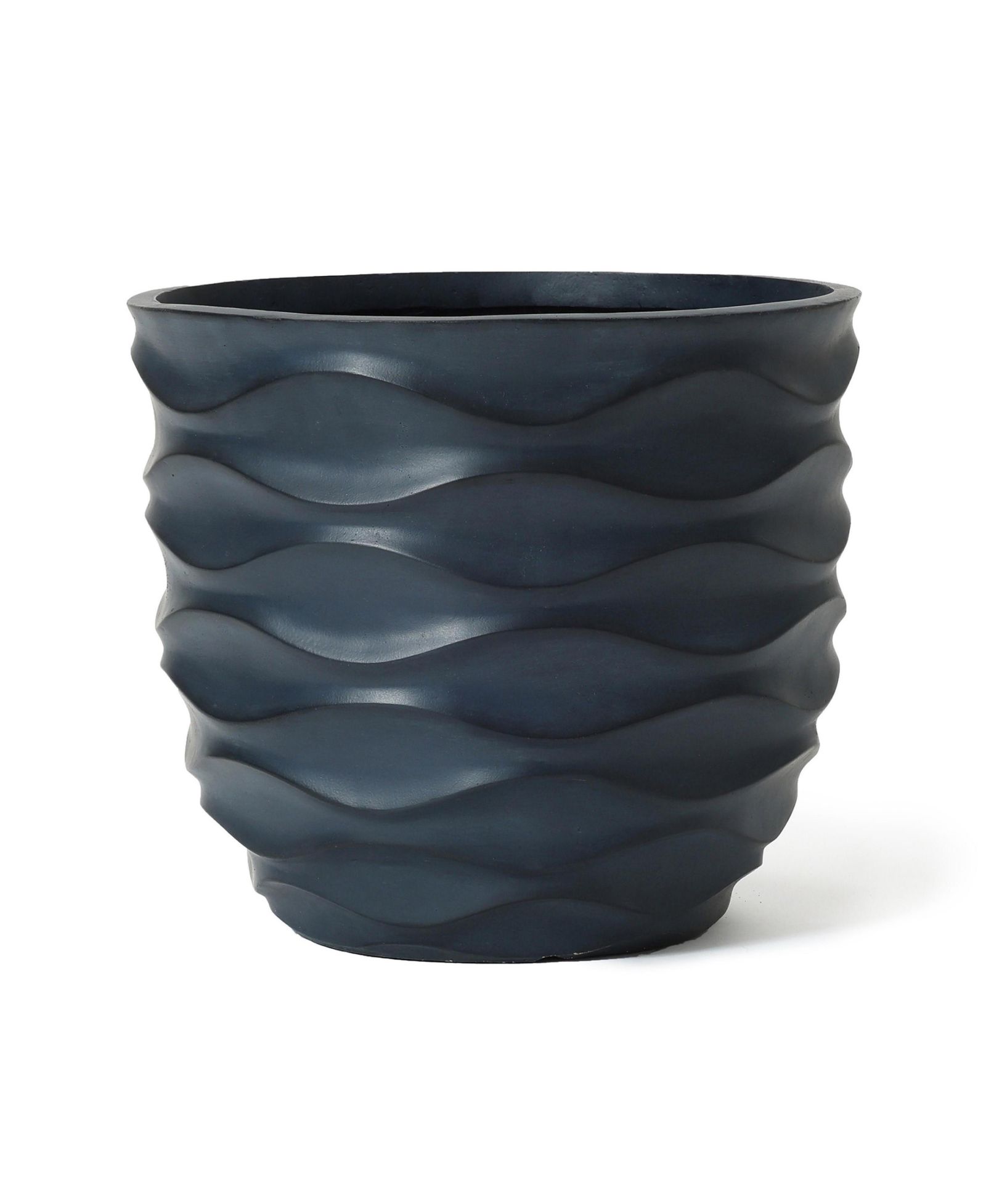 LuxenHome 13.4-Inch Round Waves MgO Planter