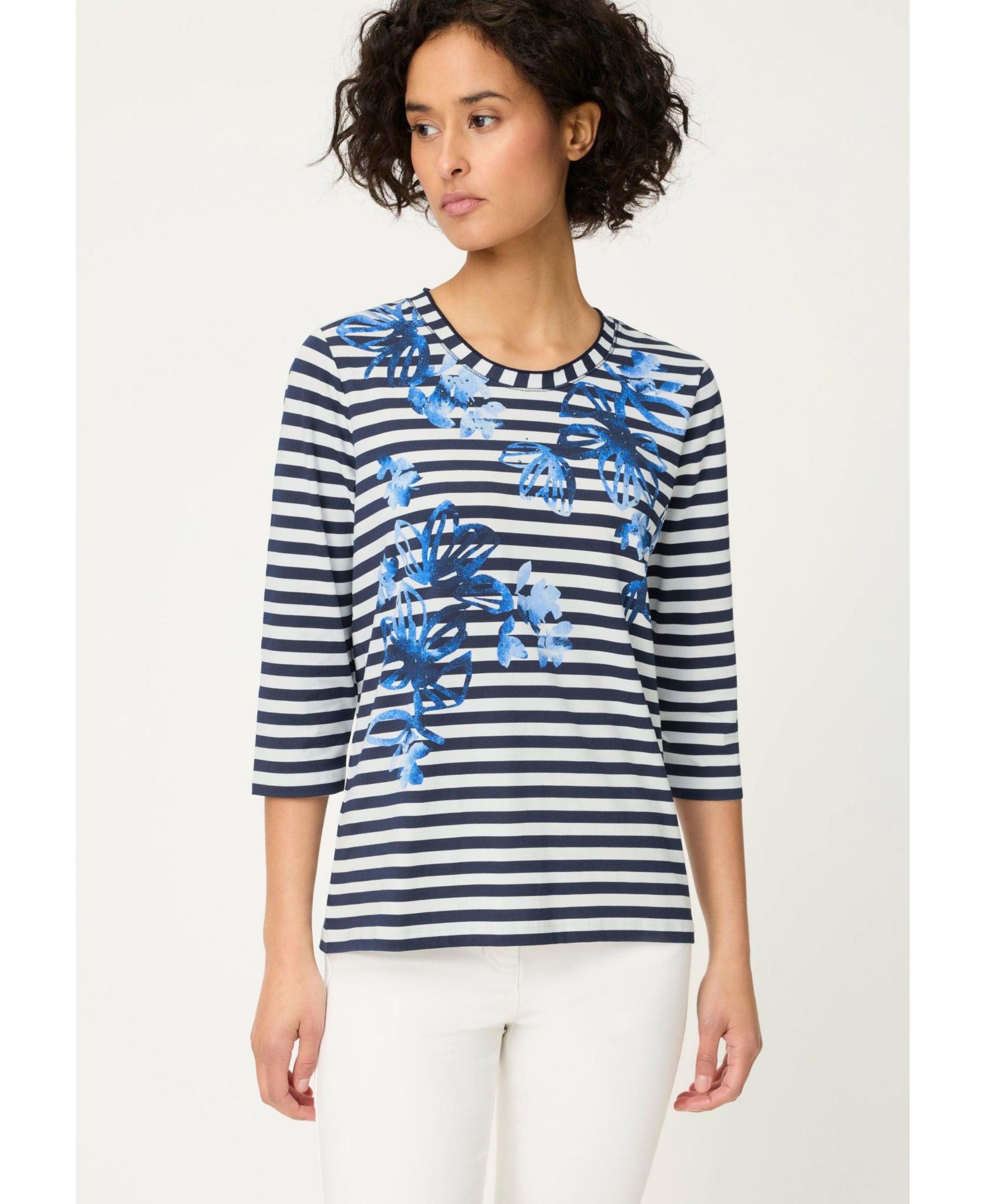 Женская футболка Olsen Stripe and Floral Print