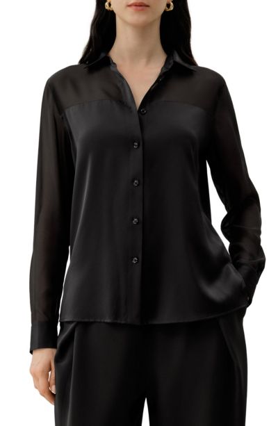 LILYSILK Women's Button Down Silk Organza Shirt