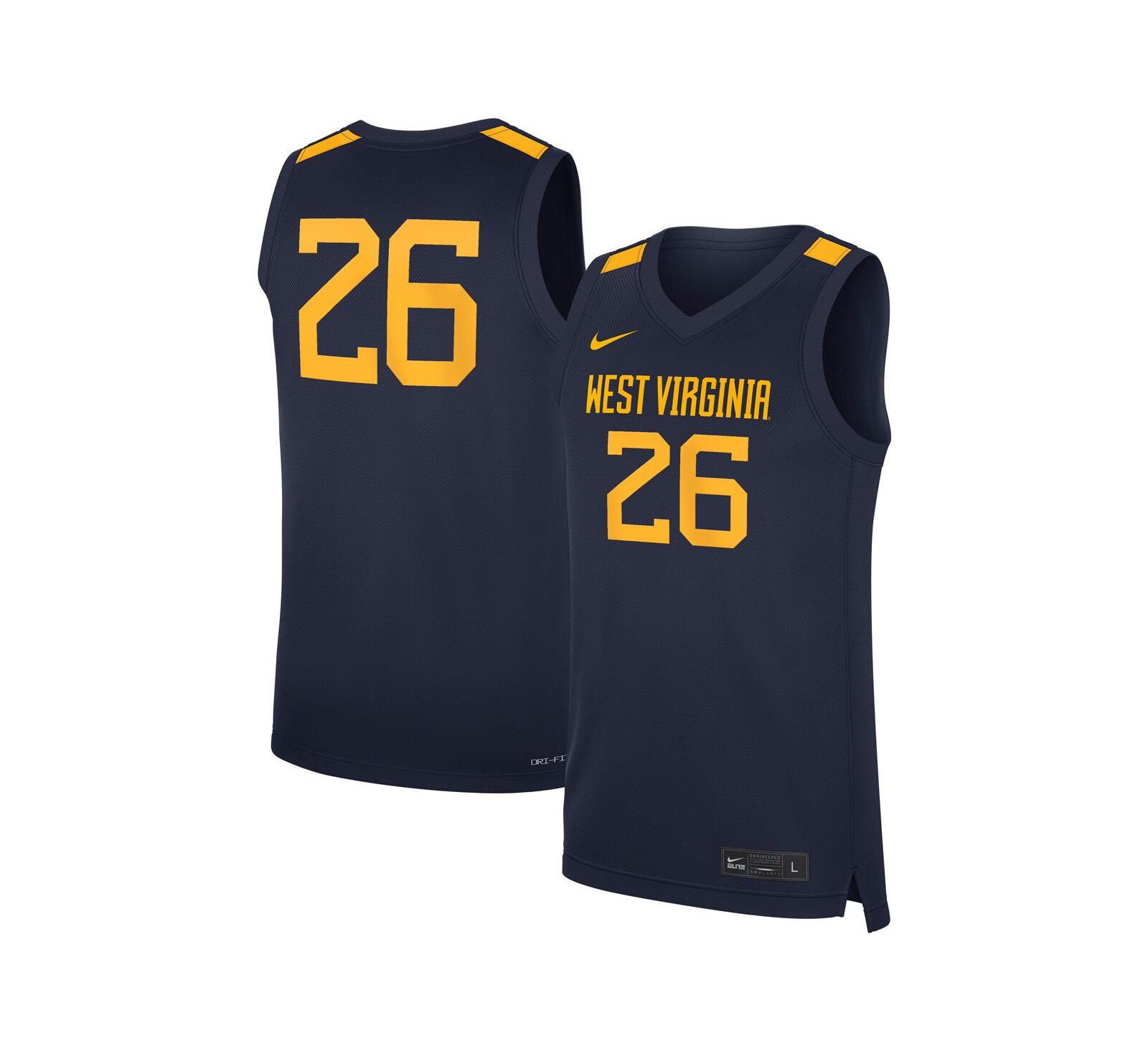 Nike Мужская баскетбольная джерси West Virginia Mountaineers Road Replica, темно-синяя