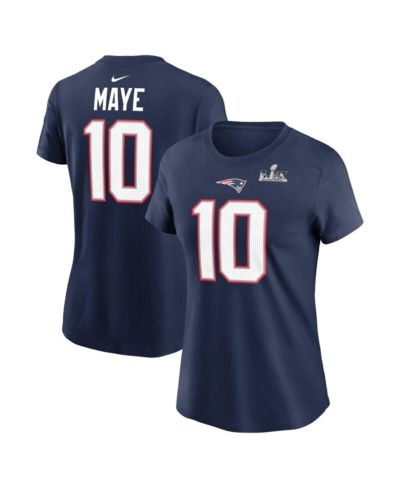 Nike Женская футболка Drake Maye New England Patriots Super Bowl LX Patch Navy