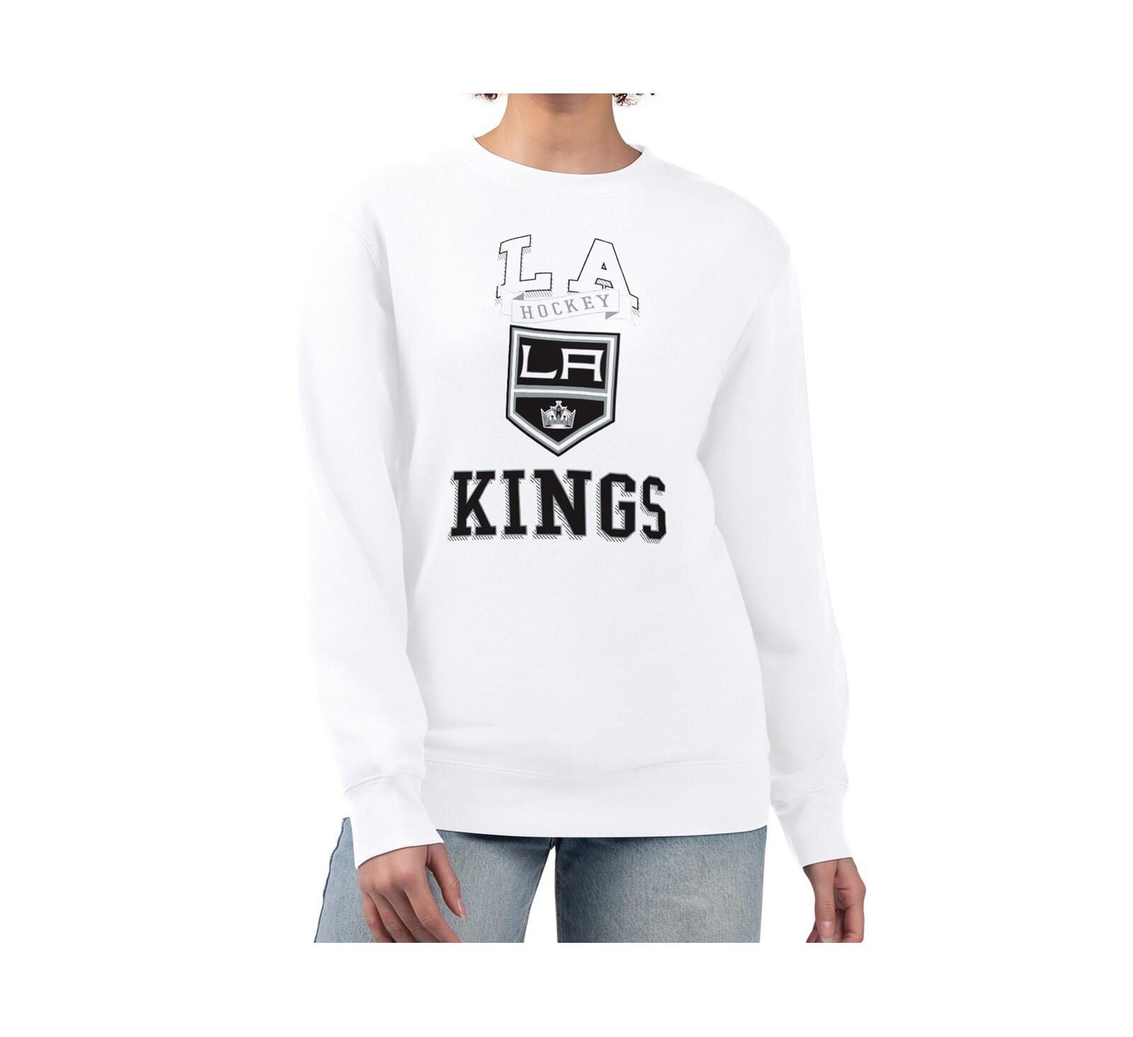 G-III 4Her by Carl Banks Women's White Los Angeles Kings Team Logo Tri-Blend Fleece Pullover Sweatshirt
