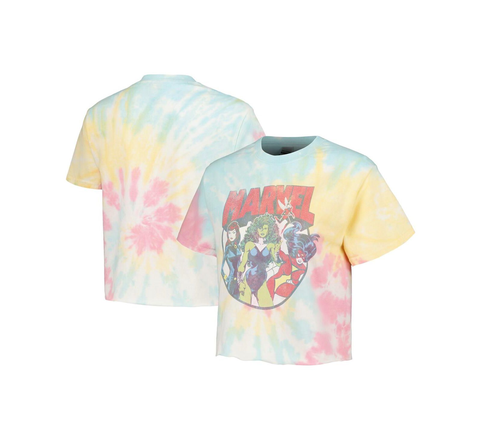 Mad Engine Мужской и женский футболка Marvel Gals с эффектом tie-dye