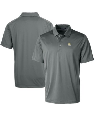 Cutter & Buck Men's Gray Notre Dame Fighting Irish Alumni Logo Prospect Textured Stretch Polo Shirt