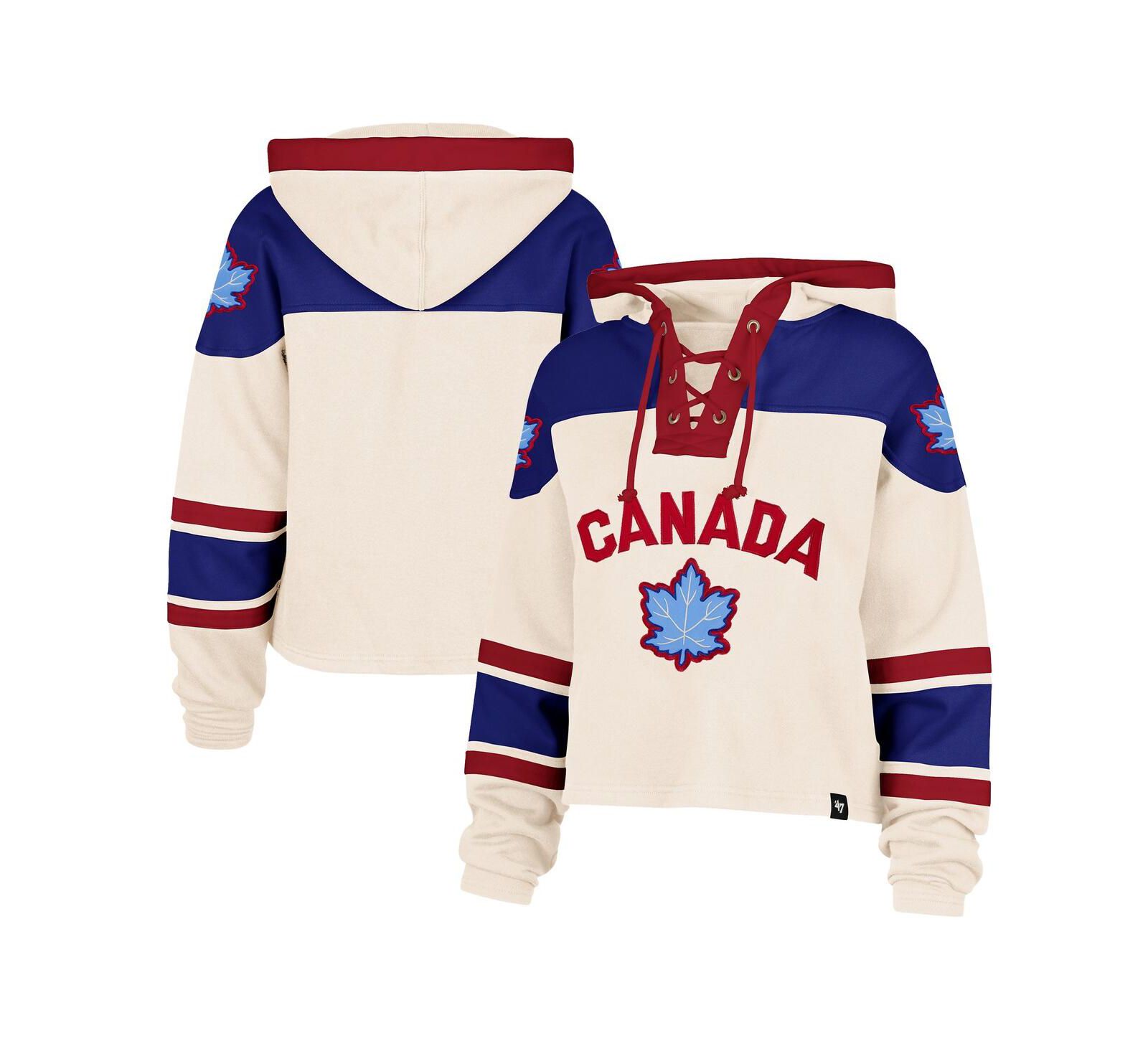 Женское худи '47 Brand Cream Hockey Canada Cropped Superior Lacer Hoodie