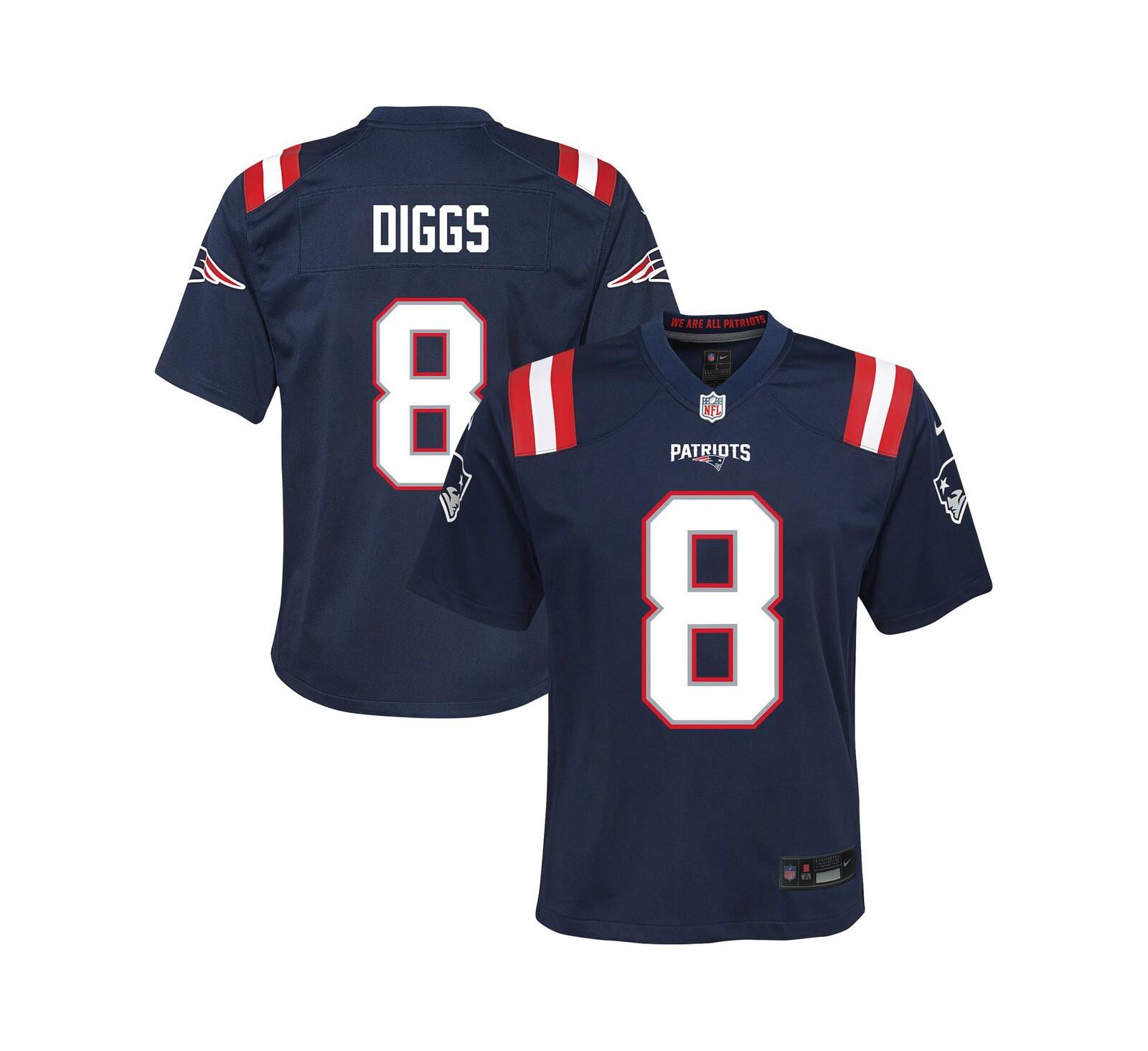 Детская игровая джерси Nike New England Patriots Stefon Diggs, темно-синяя