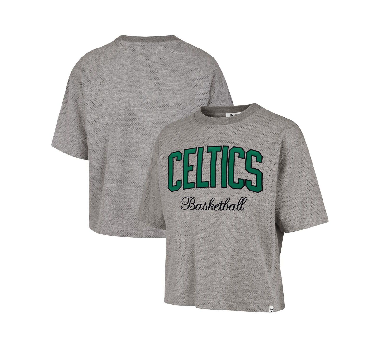Женская укороченная футболка '47 Brand Gray Boston Celtics Pivot Drop Needle