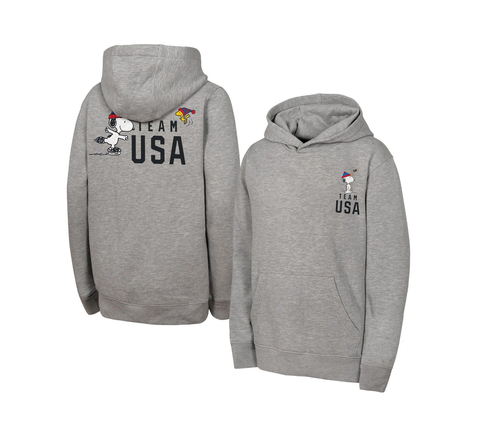 Худи Outerstuff Big Boys and Girls Heather Gray Team USA x Peanuts Spirit