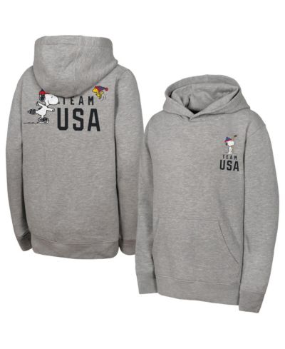 Худи Outerstuff Big Boys and Girls Heather Gray Team USA x Peanuts Spirit