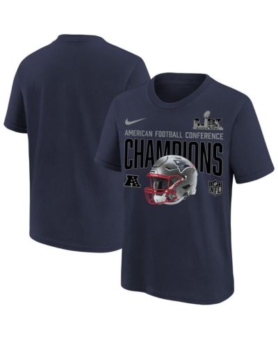 Детская футболка Nike New England Patriots 2025 AFC Champions Glory Shield Helmet Navy