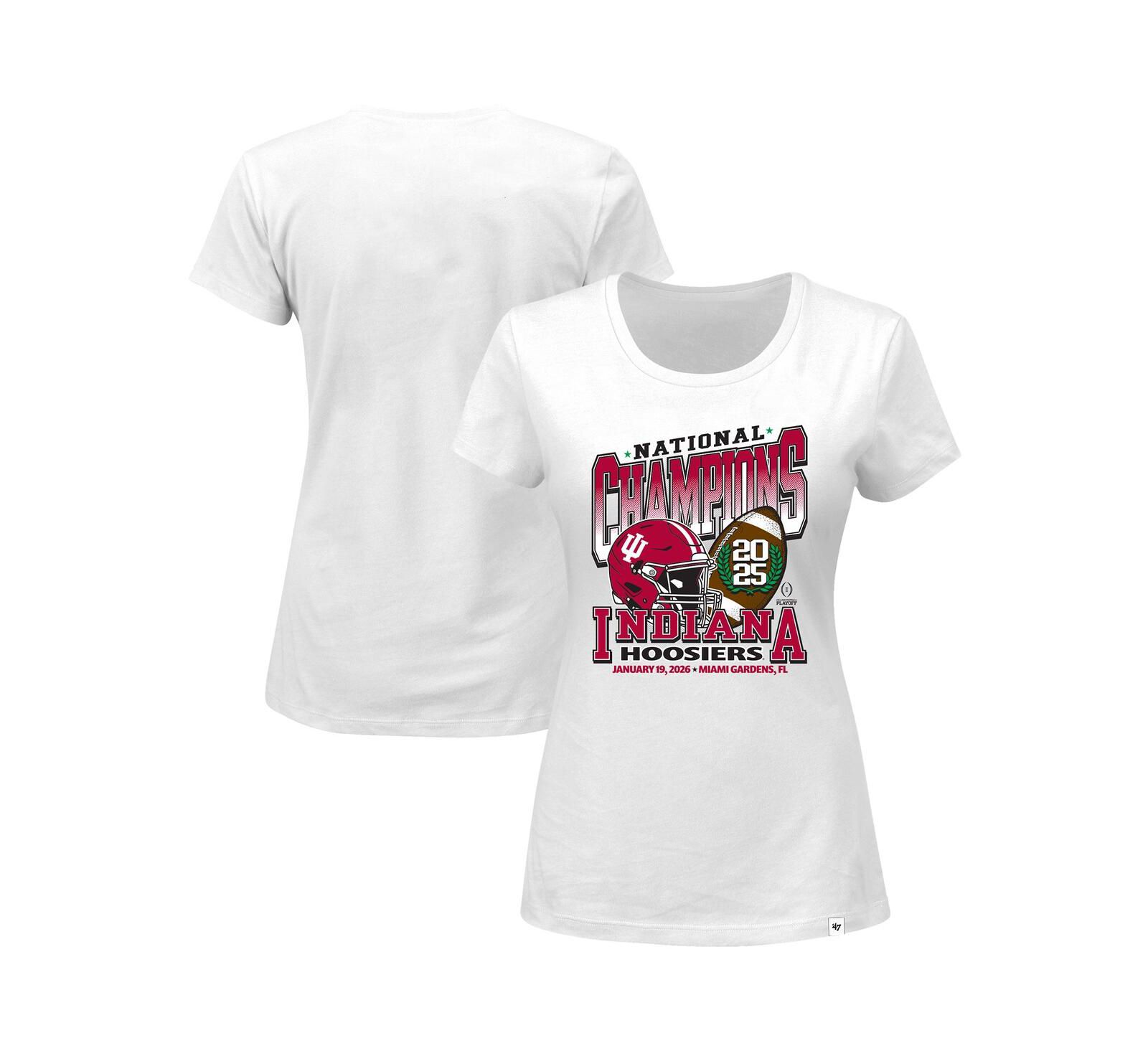 Женская футболка '47 Brand White Indiana Hoosiers College Football Playoff 2025 National Champions Plus Size