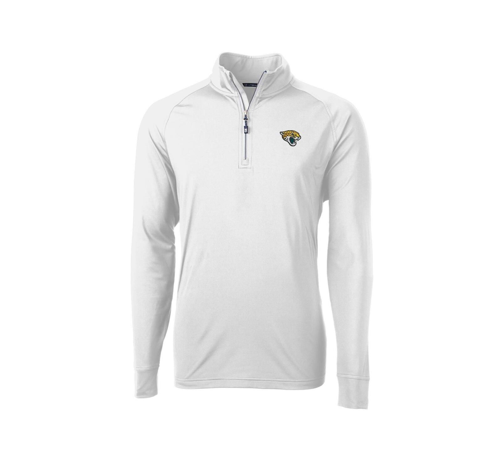 Cutter & Buck Men's White Jacksonville Jaguars Adapt Eco Knit Quarter-Zip Pullover Jacket