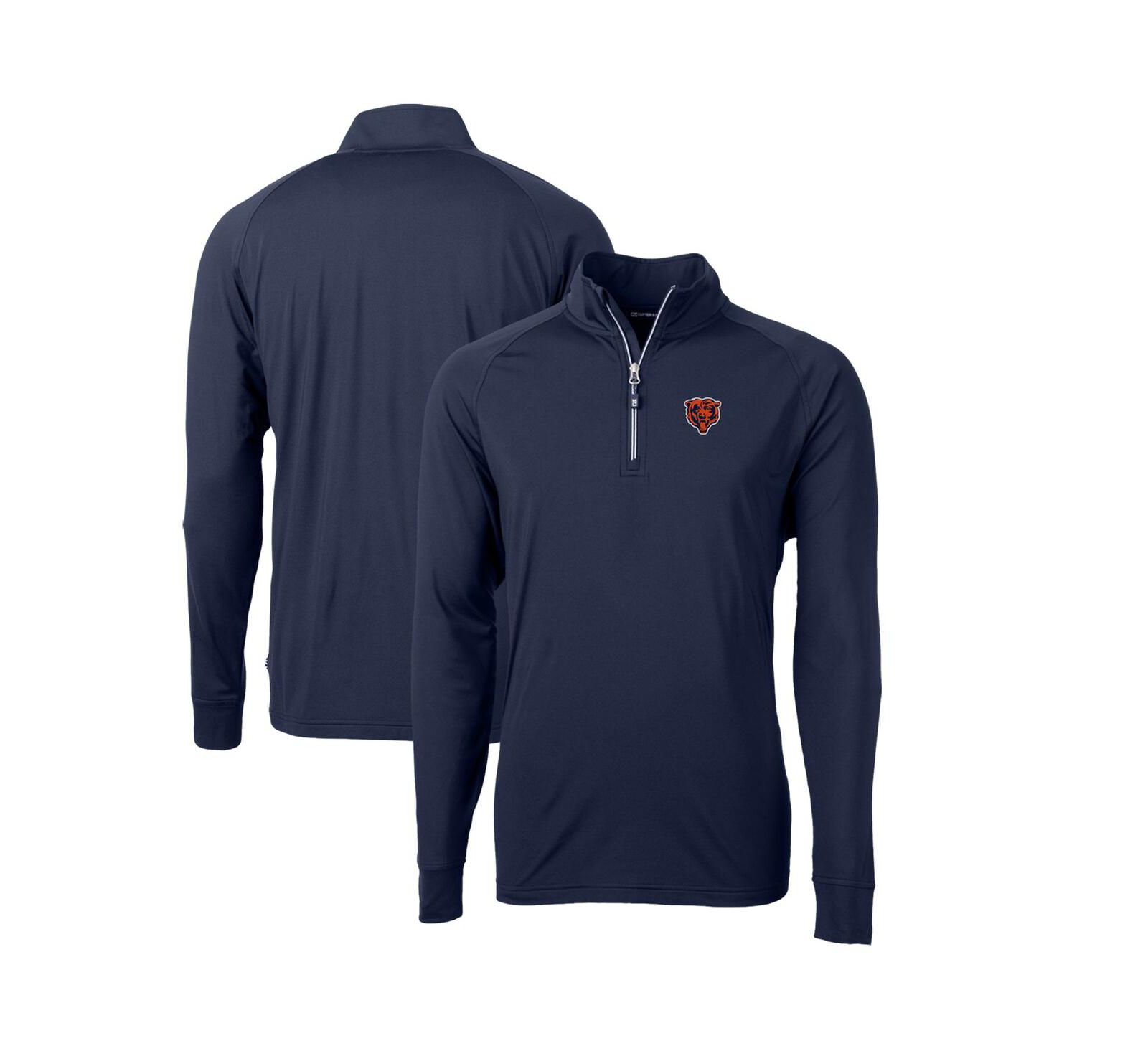 Cutter & Buck Men's Navy Chicago Bears Adapt Eco Knit Stretch Big & Tall Quarter-Zip Throwback Pullover