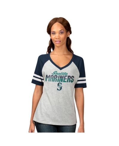 G-III 4Her by Carl Banks Женская футболка raglan с V-образным вырезом Seattle Mariners Heather Gray