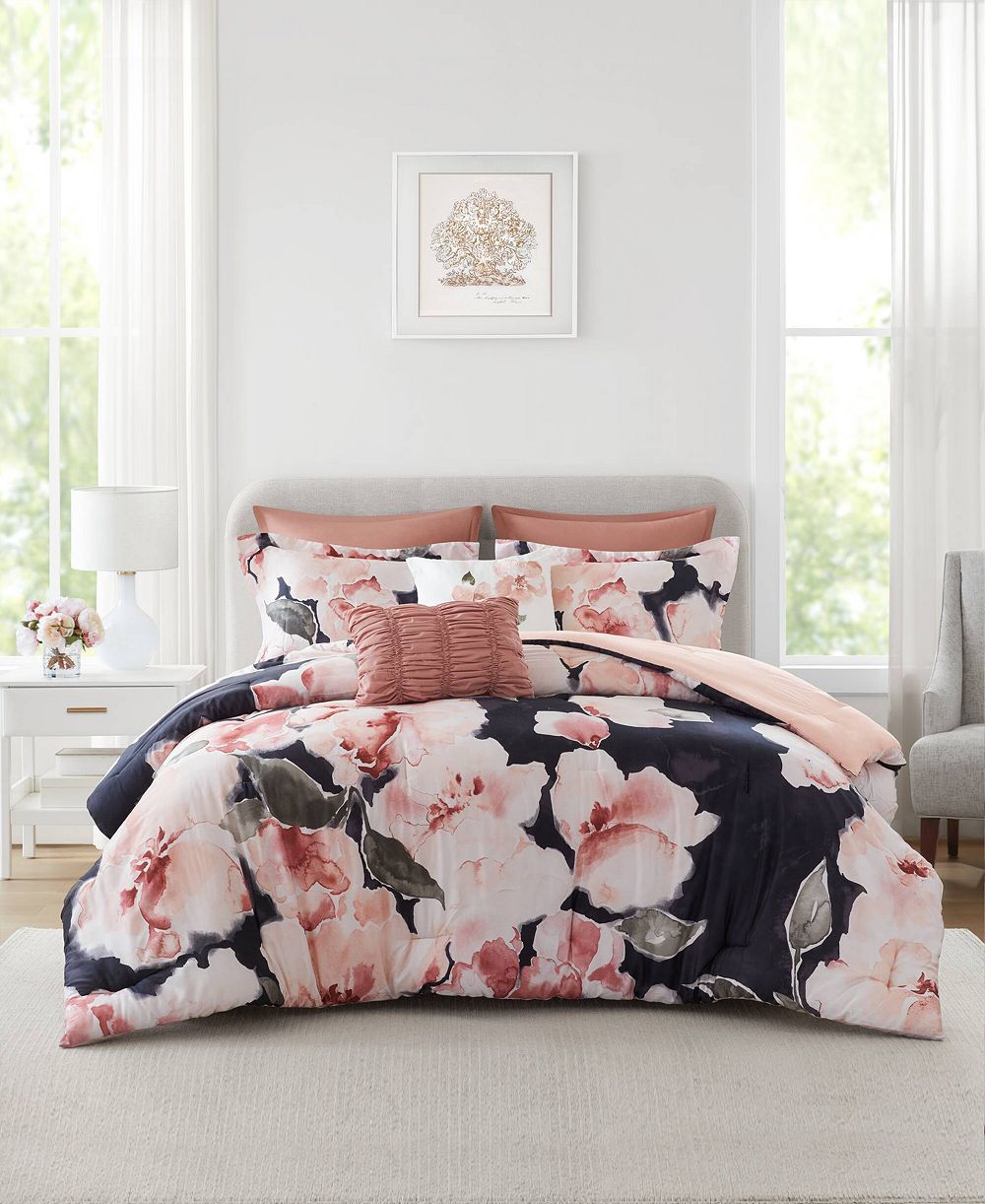 Комплект из 7 предметов Madison Park Shanti Breathable Textured All-Season Comforter, Queen