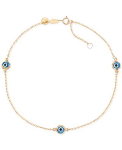 Анклет с бусинами Evil Eye, 14k Gold