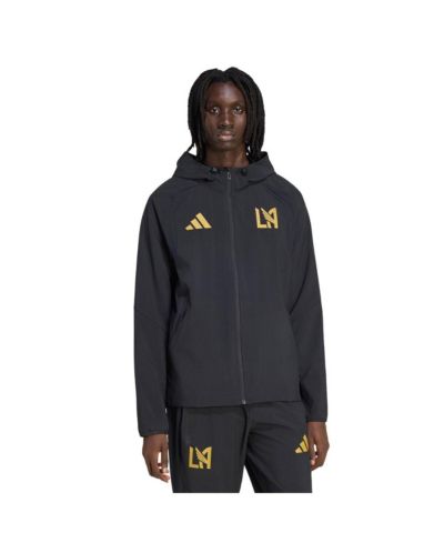 Adidas Men's Black LAFC Tiro Travel Full-Zip Hooded Windbreaker