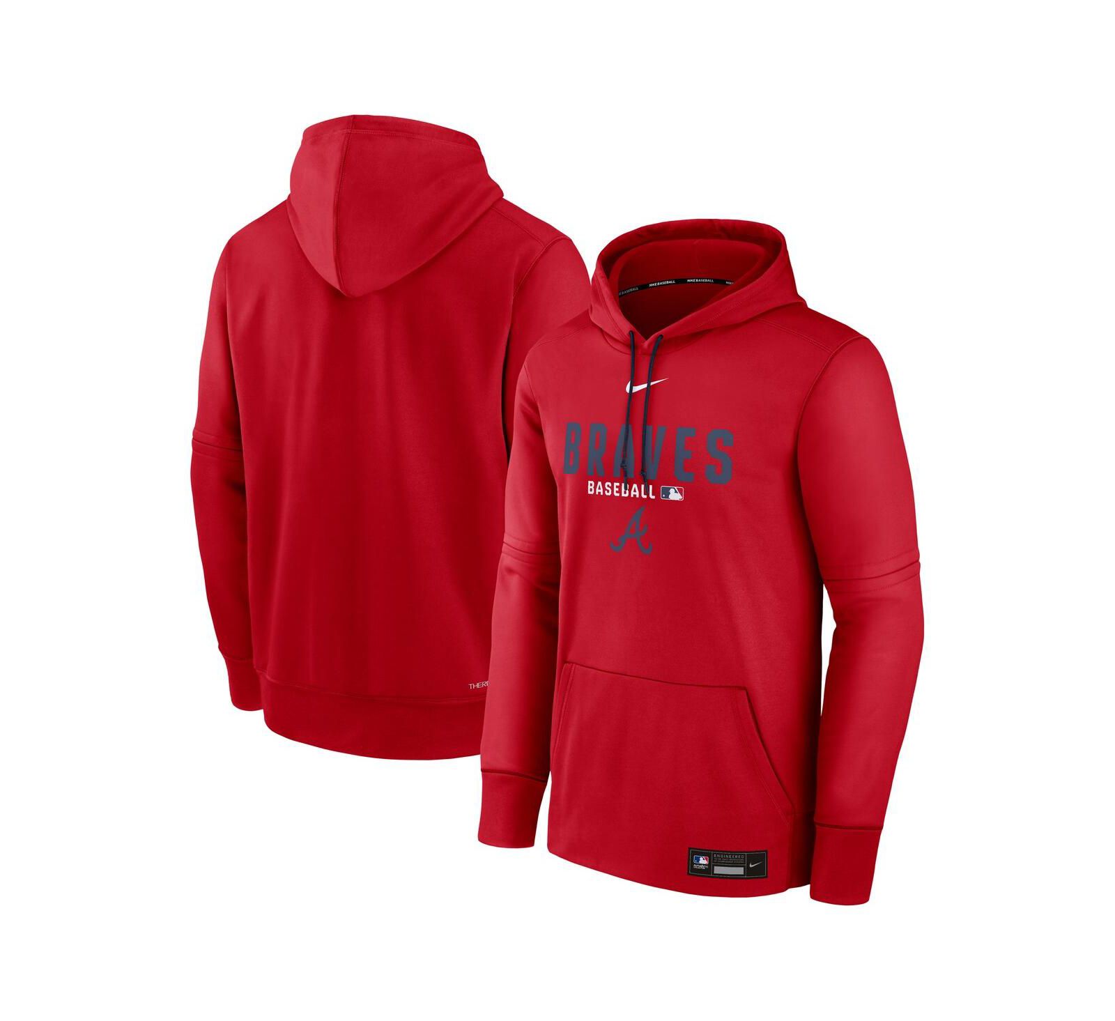 Nike Мужское худи Atlanta Braves Authentic Collection Therma-FIT, красное