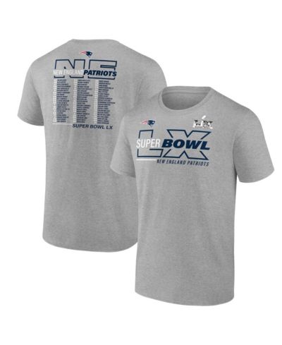 Fanatics Мужская футболка New England Patriots Super Bowl LX Roster Heather Gray