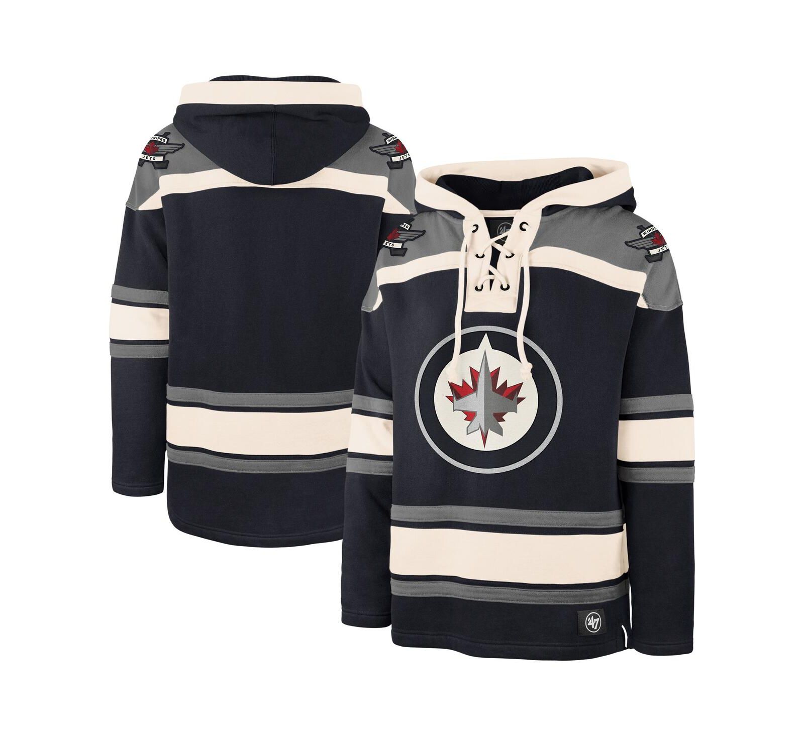 Мужское худи '47 Brand Navy Winnipeg Jets Superior Lacer Hoodie