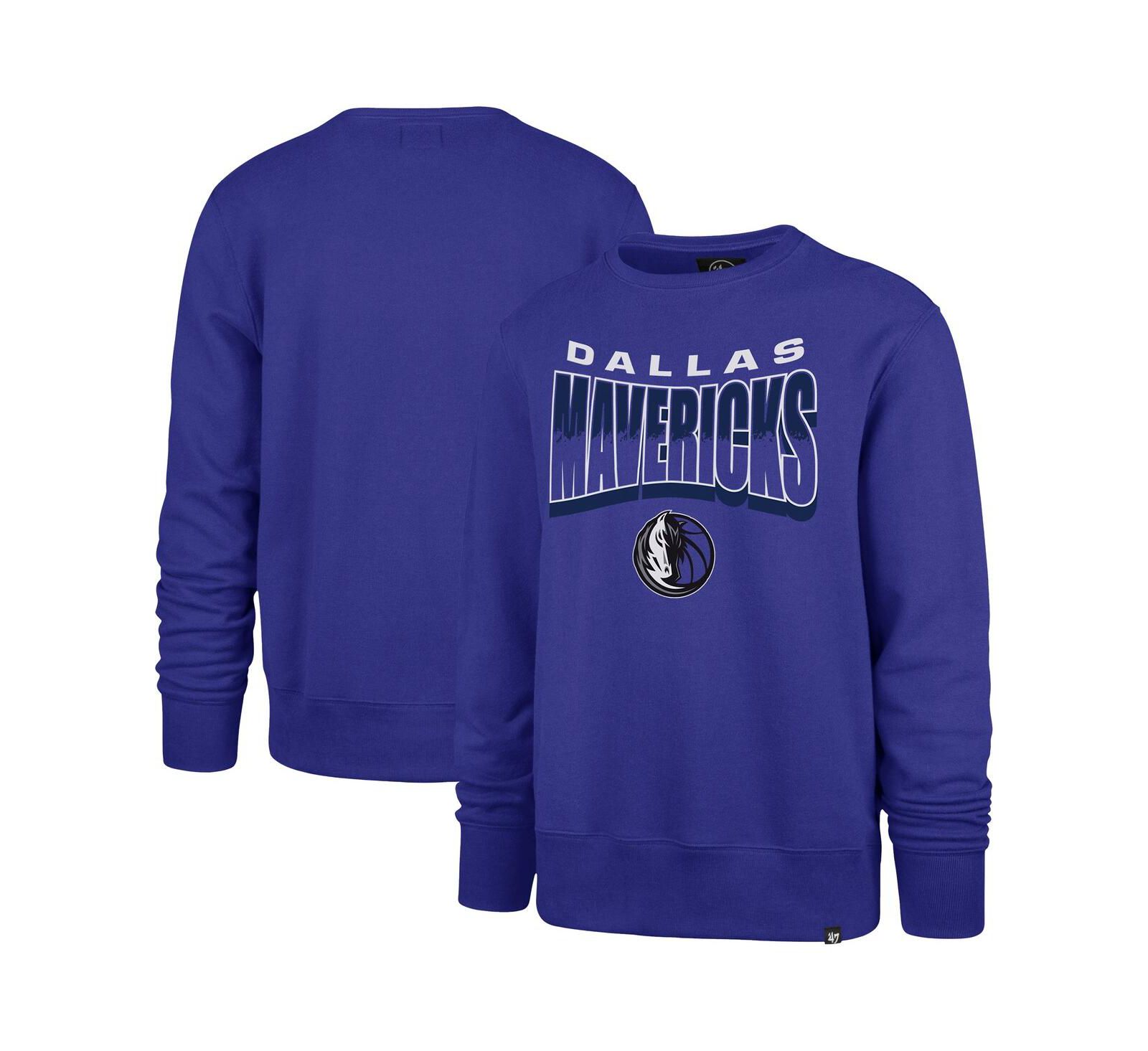 Мужской и женский свитшот '47 Brand Blue Dallas Mavericks Brush By Headline Crewneck