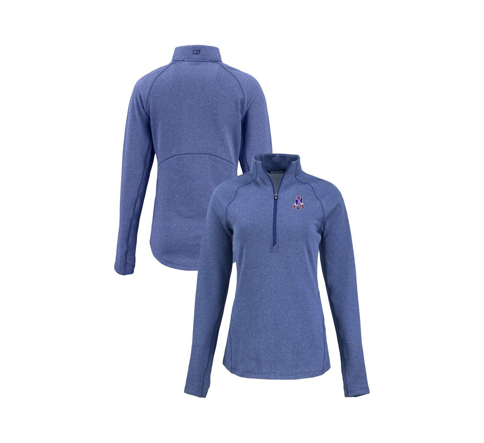 Женская куртка Cutter & Buck Heather Royal New England Patriots Peshastin Eco Fleece Tri-Blend Raglan Half-Zip