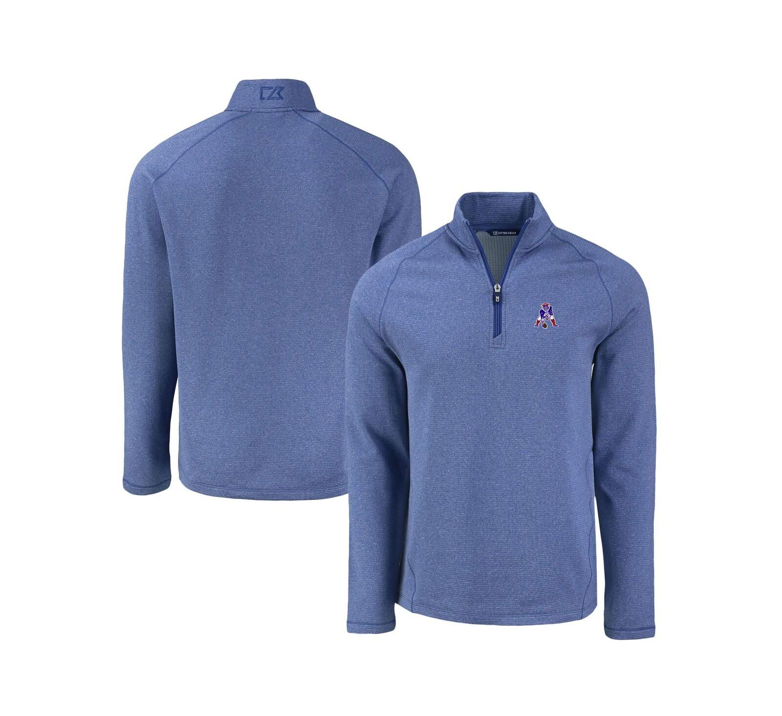 Мужская куртка Cutter & Buck Heather Royal New England Patriots Peshastin Eco Fleece Tri-Blend Raglan Quarter-Zip