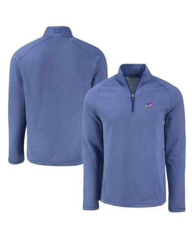 Мужская куртка Cutter & Buck Heather Royal New England Patriots Peshastin Eco Fleece Tri-Blend Raglan Quarter-Zip