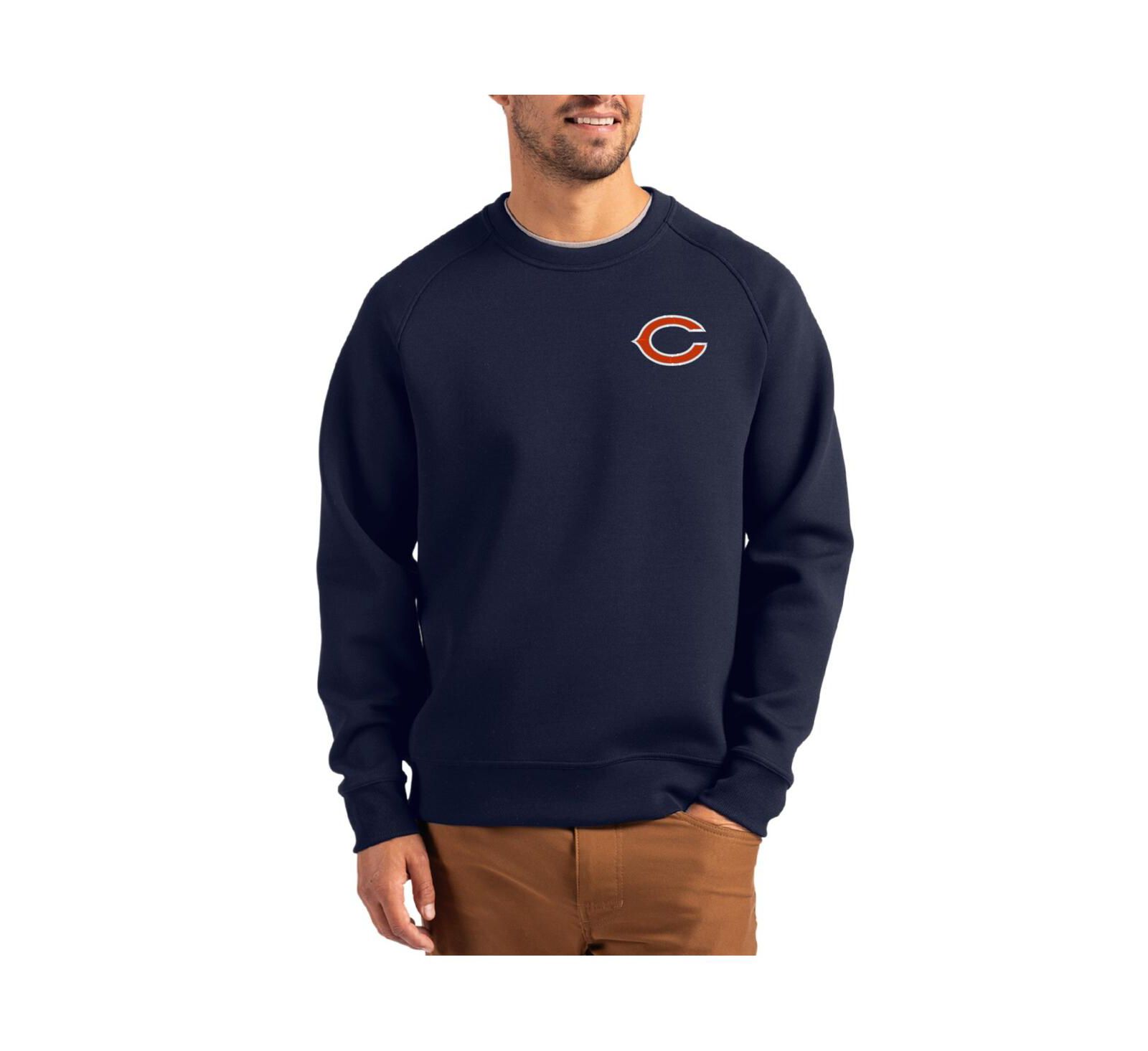 Мужская свитшот Cutter & Buck Navy Chicago Bears Team Logo Roam Raglan Pullover
