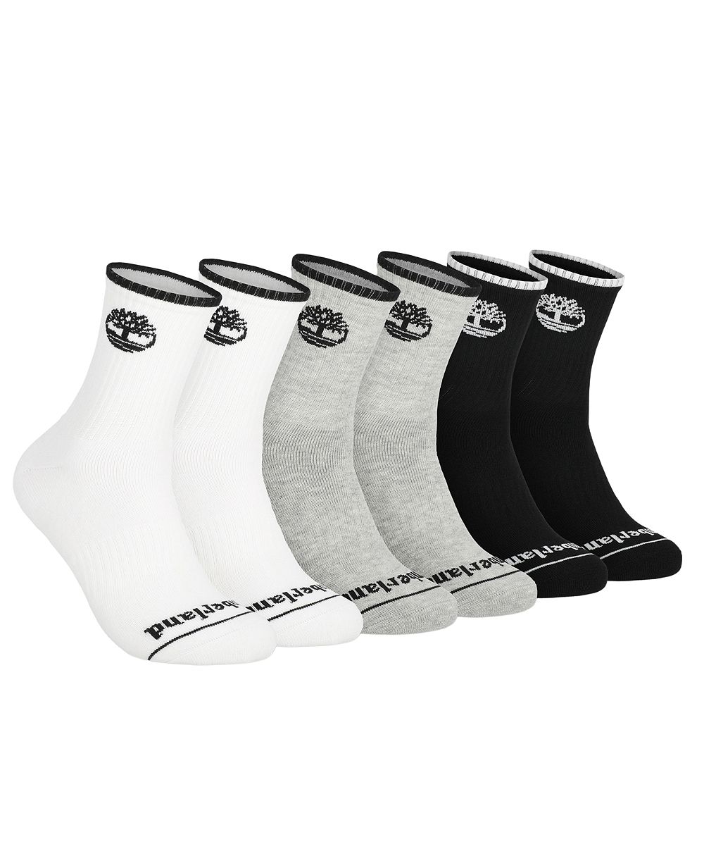 Timberland Men's 6-Pack Tipped High Quarter Logo Sock