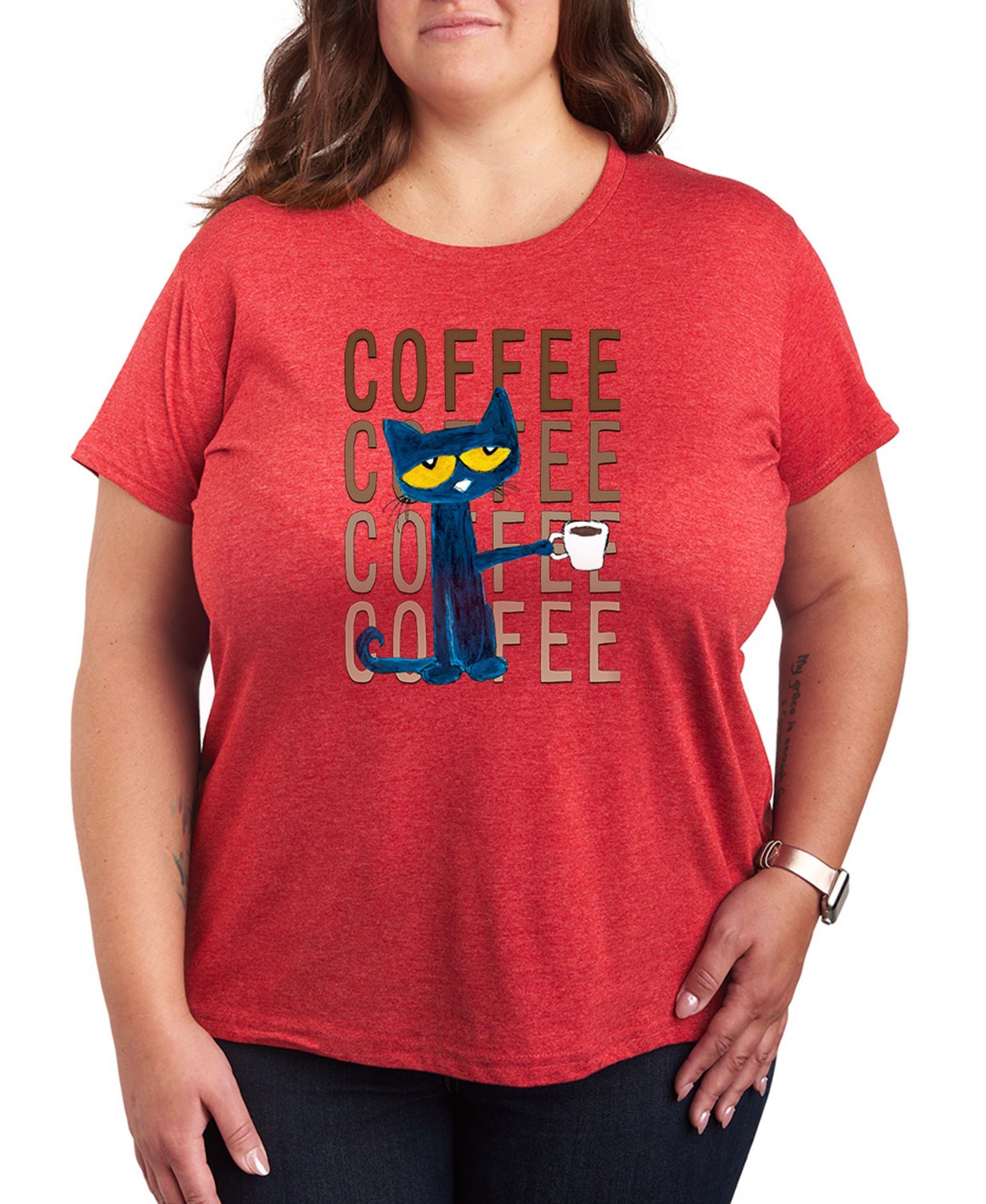 Футболка Hybrid Apparel Plus Size с принтом Pete the Cat, хлопковая, с коротким рукавом