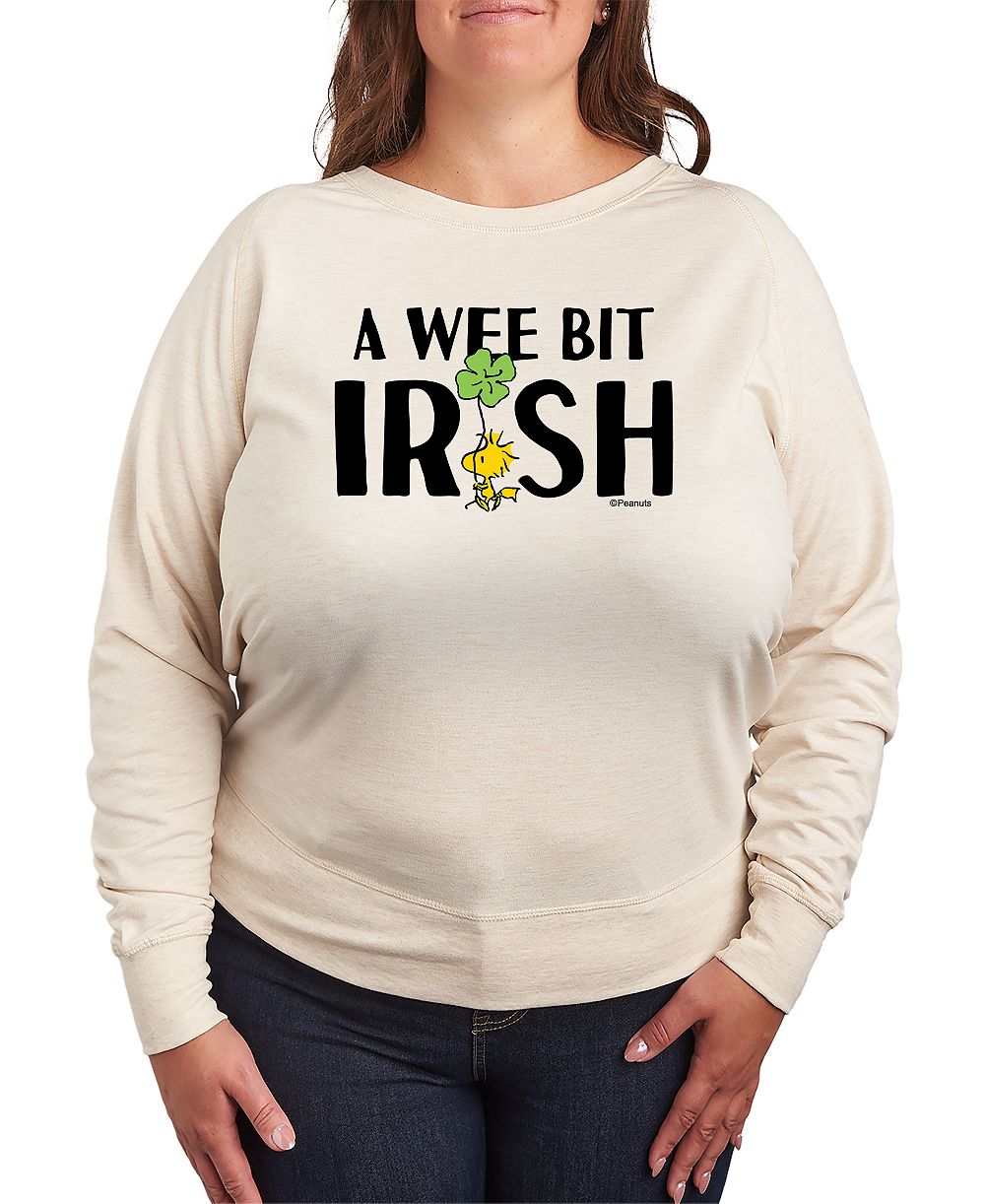 Футболка Hybrid Apparel Plus Size Peanuts A Wee Bit Irish Woodstock St. Patrick's Day French Terry Graphic Crewneck