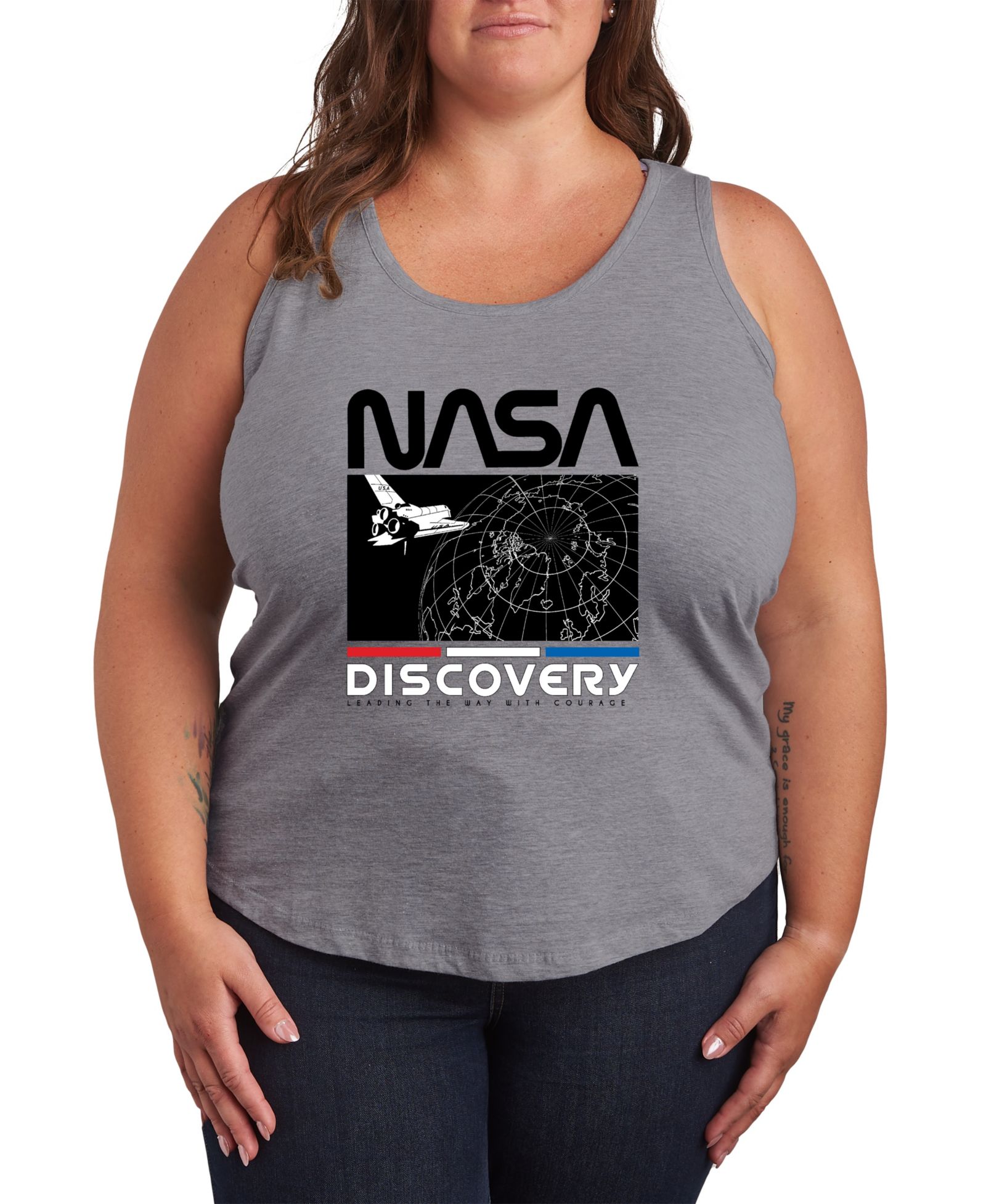 Hybrid Apparel Plus Size NASA Discovery Racerback Graphic Crewneck майка